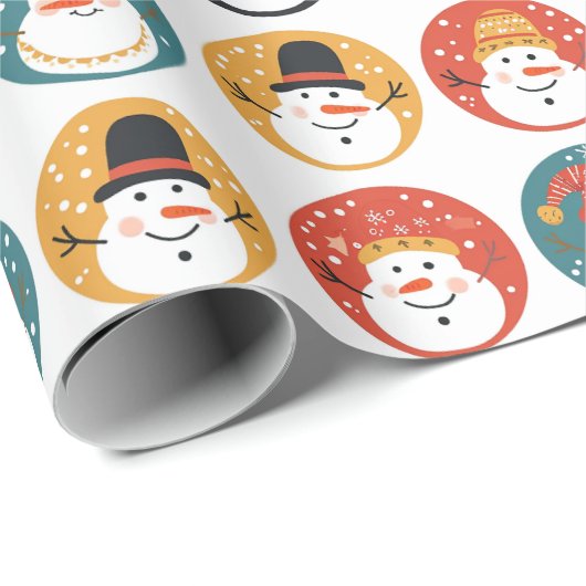 Cute Snowman Pattern Kerstmis Cadeaupapier (Rol Hoek)