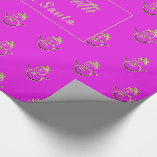 Cute Snowman Pattern Pink and Gold Kerstmis Cadeaupapier (Hoek)