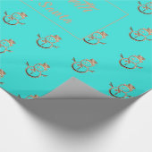 Cute Snowman Pattern Turquoise and Gold Kerstmis Cadeaupapier (Hoek)