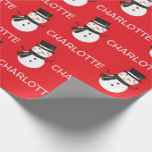 Cute Snowman Personalized Name Christmas Cadeaupapier (Hoek)