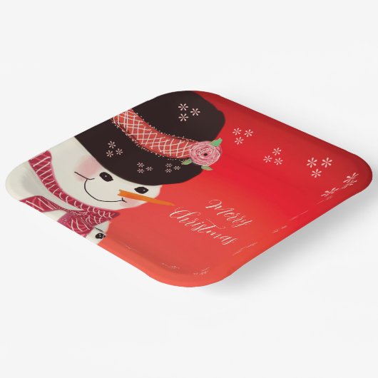 Cute Snowman Personalized Square Papieren Bordje (Gebogen)