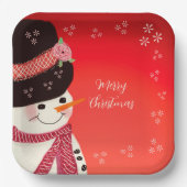 Cute Snowman Personalized Square Papieren Bordje (Voorkant)