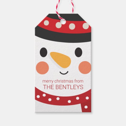 Cute Snowman Persoonlijke kerstcadeaus Cadeaulabel (Voorkant)