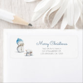 Cute Snowman Photography Christmas Return Address Etiket (Insitu)