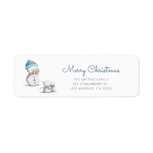 Cute Snowman Photography Christmas Return Address Etiket (Voorkant)