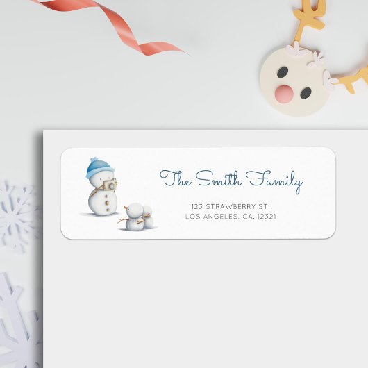 Cute Snowman Photography Return Address Etiket