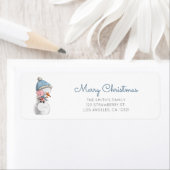 Cute Snowman Pig Return Address Etiket (Insitu)