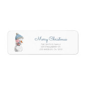 Cute Snowman Pig Return Address Etiket (Voorkant)