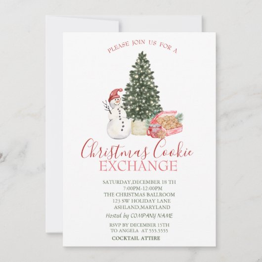 Cute Snowman, Pine Tree, Cookies Kaart (Voorkant)