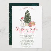 Cute Snowman, Pine Tree, Cookies Kaart (Voorkant / Achterkant)