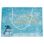 Cute Snowman Pine Tree Holiday Groot Cadeauzakje (Voorkant)