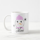 Cute Snowman Pink Eerste Kerstmis Koffiemok (Links)