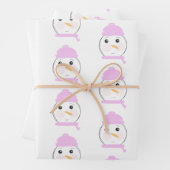 Cute Snowman Pink-kerstfeest Inpakpapier Vel (In situ)