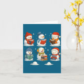 Cute Snowman Reading Books Christmas Winter Book L Kaart (Gele Bloem)