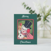 Cute  Snowman Retro Kerstmis Briefkaart (Staand voorkant)