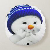 Cute Snowman Rond Kussen (Voorkant)