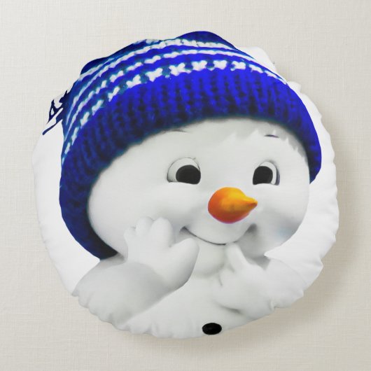 Cute Snowman Rond Kussen (Achterkant)