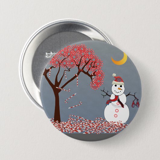 Cute Snowman Ronde Button 7,6 Cm (Voorkant /achterkant)