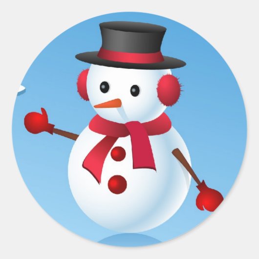 Cute Snowman Ronde Sticker (Voorkant)