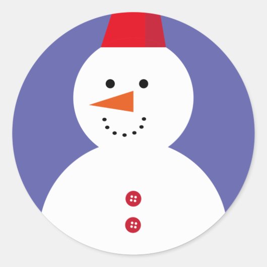 Cute Snowman Ronde Sticker (Voorkant)
