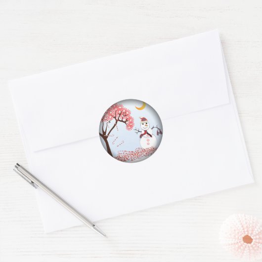 Cute Snowman Ronde Sticker (Envelop)