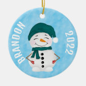 Cute Snowman Scarf Pet Kerstmis Keramisch Ornament (Voorkant)