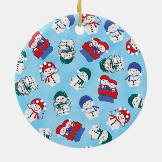 Cute Snowman Scarf Pet Kerstmis Keramisch Ornament (Achterkant)