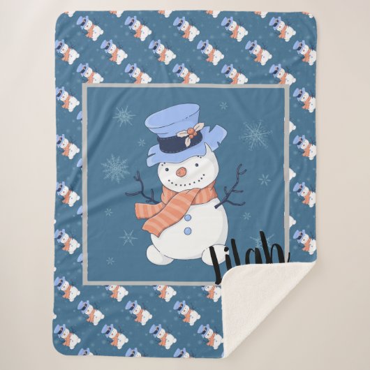 Cute Snowman Sherpa Deken (Voorkant)