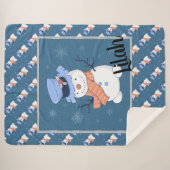 Cute Snowman Sherpa Deken (Voorkant (horizontaal))