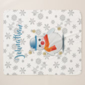 Cute Snowman Sherpa Deken (Voorkant (horizontaal))