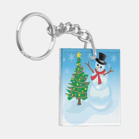 Cute Snowman Sleutelhanger (Voorkant Links)