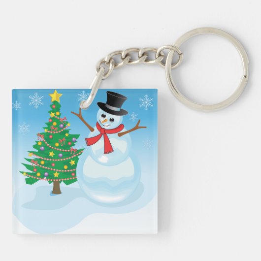 Cute Snowman Sleutelhanger (Achterkant)