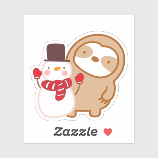 Cute Snowman Sloth Sticker (Vel)