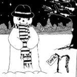 cute snowman smiling snow scene for christmas kussen<br><div class="desc">The christmas star is twinkling in the night sky and the snow has fallen covering the nearby tree with little piles of snow. This cute smiling snowman on this black and white contempary christmas cushion is looking at his stripy Christmas stocking, which is hanging on a nearby twig, hoping for...</div>