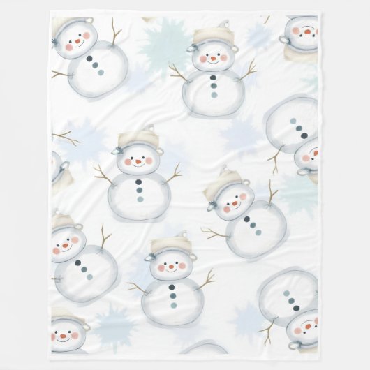 Cute Snowman & Snowflake Pattern Blanket  Fleece Deken (Voorkant)