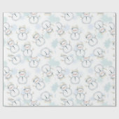 Cute Snowman & Snowflake Pattern  gift wrapping  Cadeaupapier (Vlak)