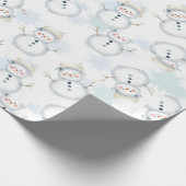 Cute Snowman & Snowflake Pattern  gift wrapping  Cadeaupapier (Hoek)