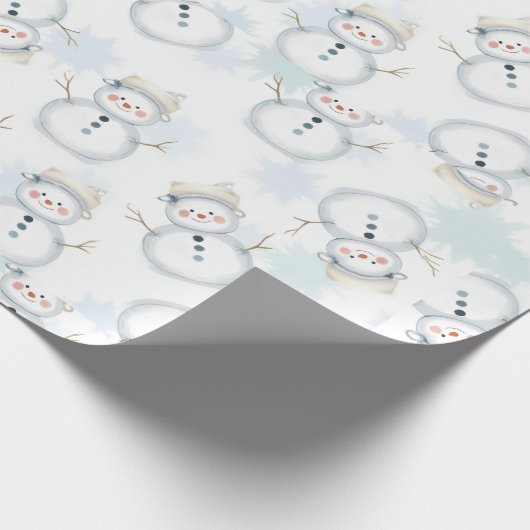 Cute Snowman & Snowflake Pattern  gift wrapping  Cadeaupapier (Hoek)