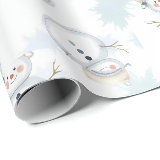Cute Snowman & Snowflake Pattern  gift wrapping  Cadeaupapier (Rol Hoek)