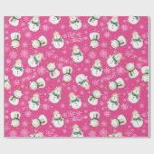 Cute Snowman Snowflake Whimsical Cadeaupapier (Vlak)