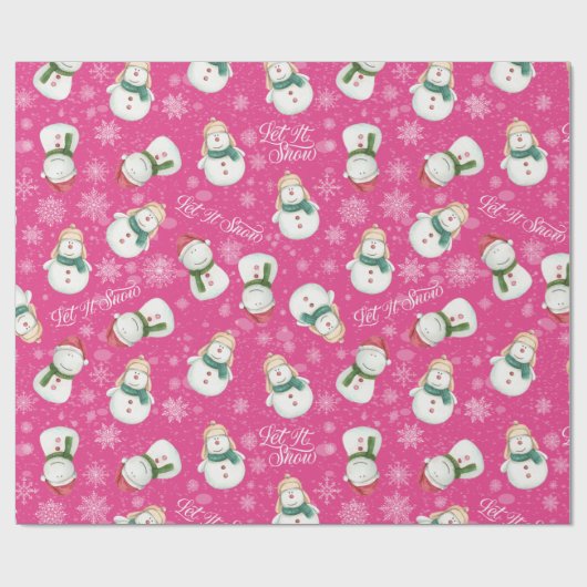 Cute Snowman Snowflake Whimsical Cadeaupapier (Vlak)