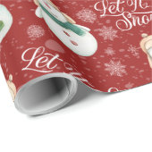 Cute Snowman Snowflake Whimsical Cadeaupapier (Rol Hoek)