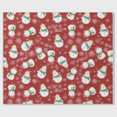 Cute Snowman Snowflake Whimsical Cadeaupapier (Vlak)
