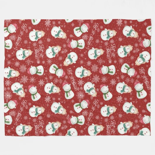 Cute Snowman Snowflake Whimsical Cozy Fleece Deken (Voorkant (Horizontaal))
