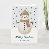 Cute Snowman Snowflakes Drawing Christmas Feestdagen Kaart (Voorkant)