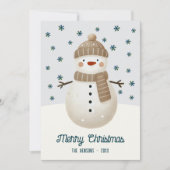 Cute Snowman Snowflakes Drawing Christmas Feestdagenkaart (Voorkant)