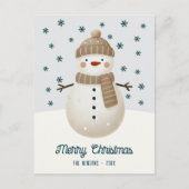 Cute Snowman Snowflakes Drawing Christmas Feestdagenkaart (Voorkant)
