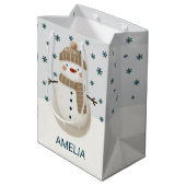 Cute Snowman Snowflakes Drawing Christmas Name Medium Cadeauzakje (Achterkant Gekanteld)