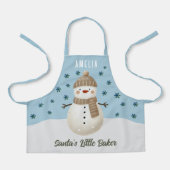 Cute Snowman Snowflakes Santa's Little Baker Kid Schort (Voorkant)