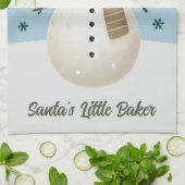 Cute Snowman Snowflakes Santa's Little Baker Kid Theedoek (Gevouwen)